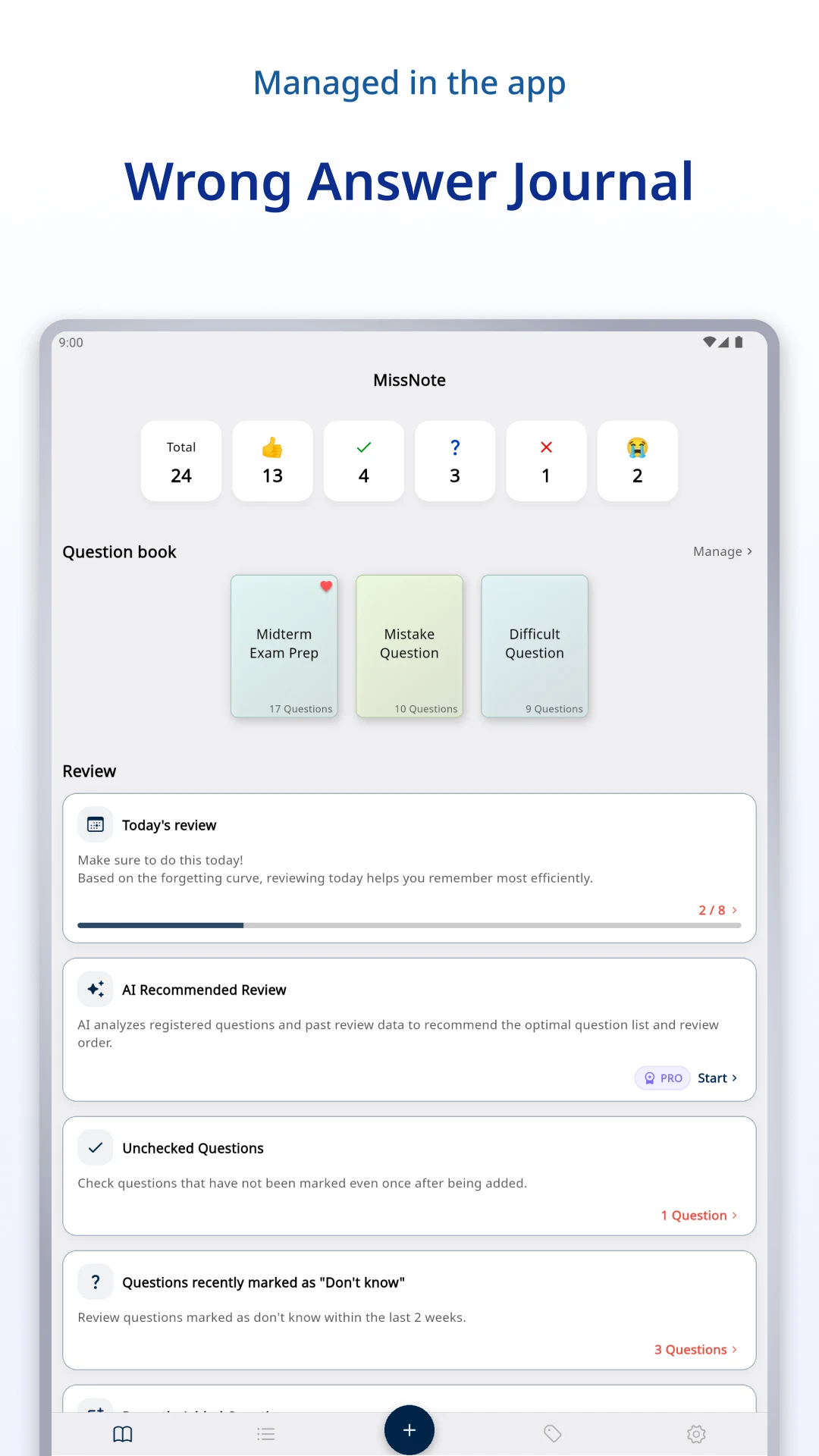 Missnote: Exam Mistake Log screenshot