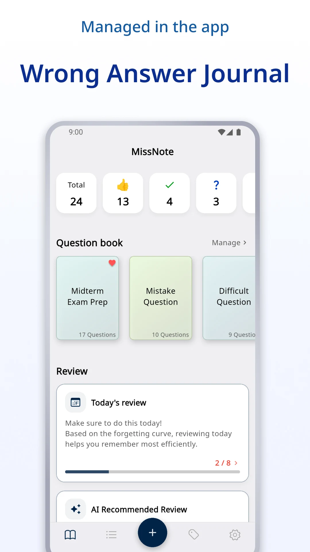 Missnote: Exam Mistake Log screenshot