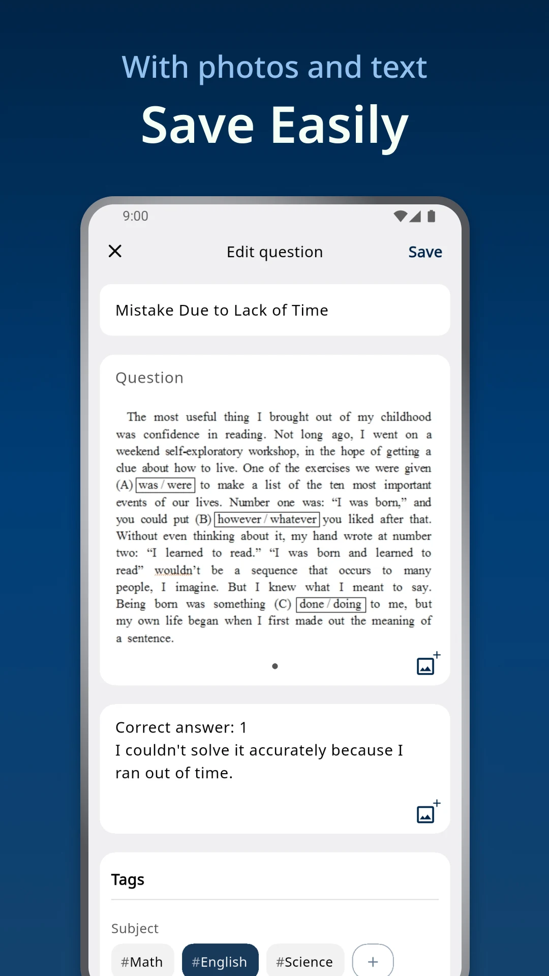 Missnote: Exam Mistake Log screenshot